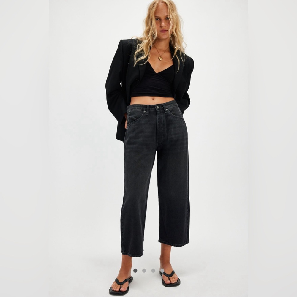 Lee Button-Fly Ankle Jeans baggy oversized black 28 Free People FP